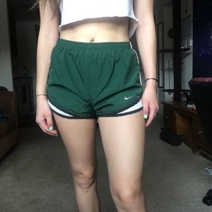 Green and White Nike Athletic Shorts